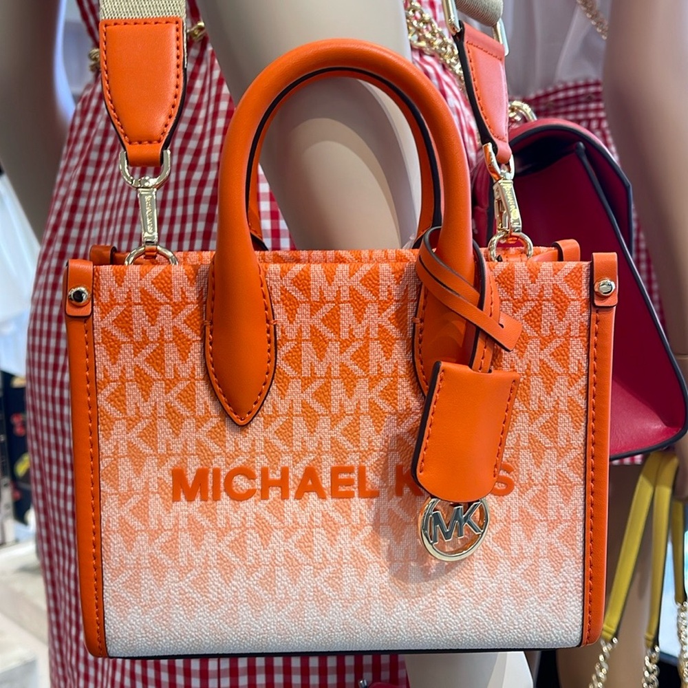 Michael Kors Mirella Extra-Small Ombré Logo Crossbody XBODY Shopper 
Poppy 
NWT